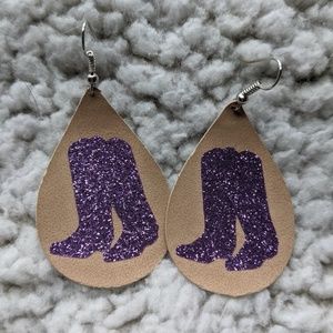 Faux Leather Cowboy Boot Earrings